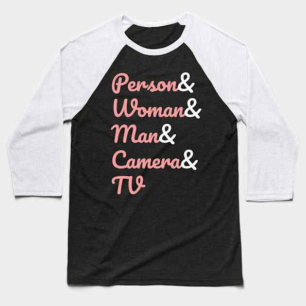 person woman man camera tv Baseball T-Shirt by Excela Studio